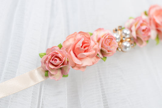 Luxe Peach Blossom – Crystal Ballet Bun Wrap