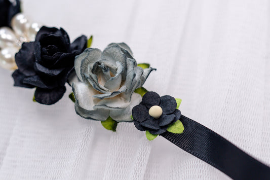 Midnight Mist — Luxe Floral Ballet Bun Wrap