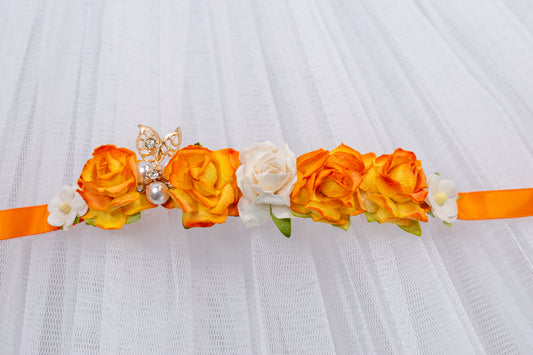 Golden Radiance – Luxe Floral Ballet Bun Wrap