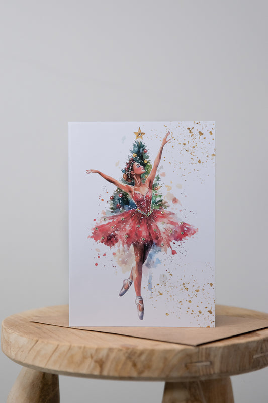 Holiday Grace — Watercolor Ballet Christmas Card