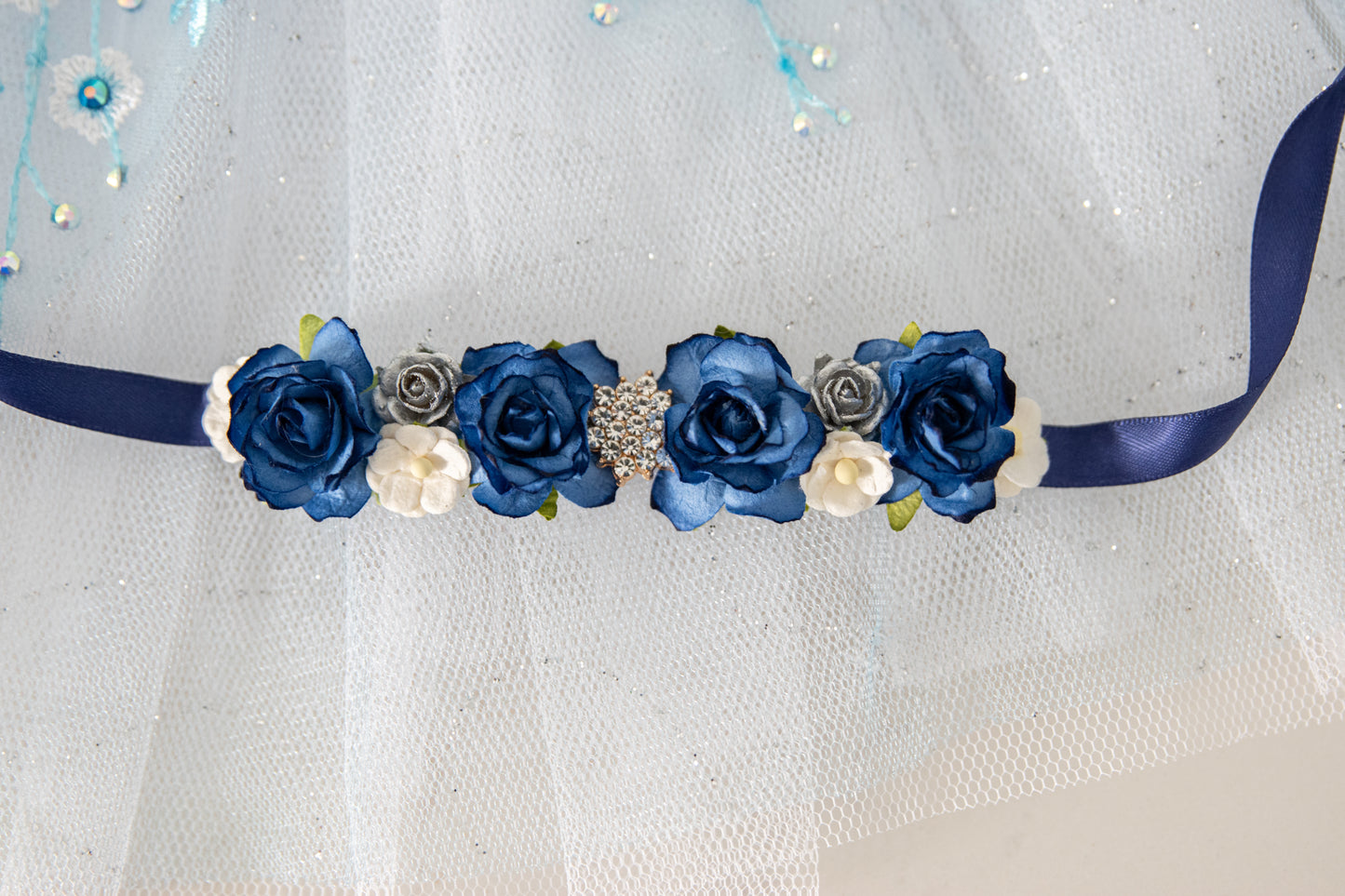 Sapphire Waltz – Luxe Crystal Ballet Bun Wrap