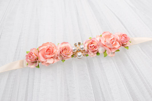 Luxe Peach Blossom – Crystal Ballet Bun Wrap