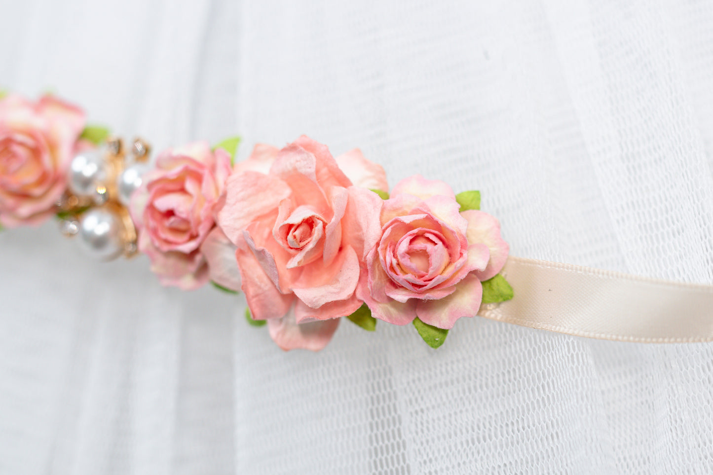 Luxe Peach Blossom – Crystal Ballet Bun Wrap