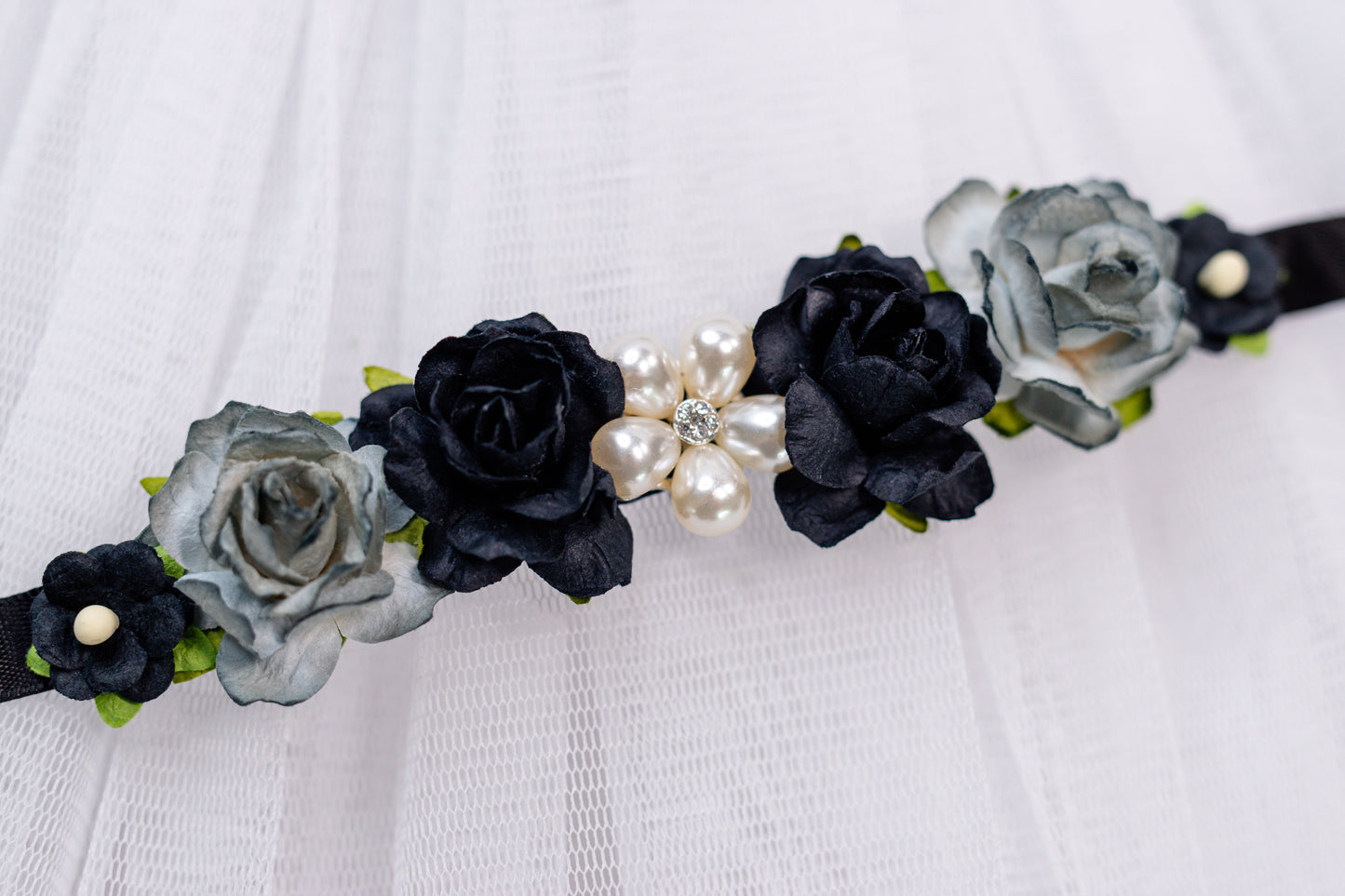 Midnight Mist — Luxe Floral Ballet Bun Wrap