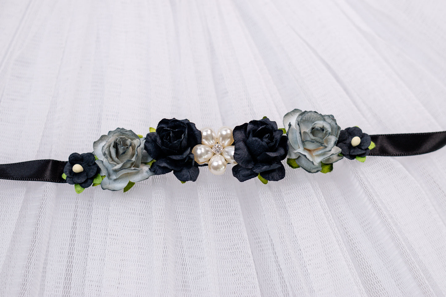Midnight Mist — Luxe Floral Ballet Bun Wrap
