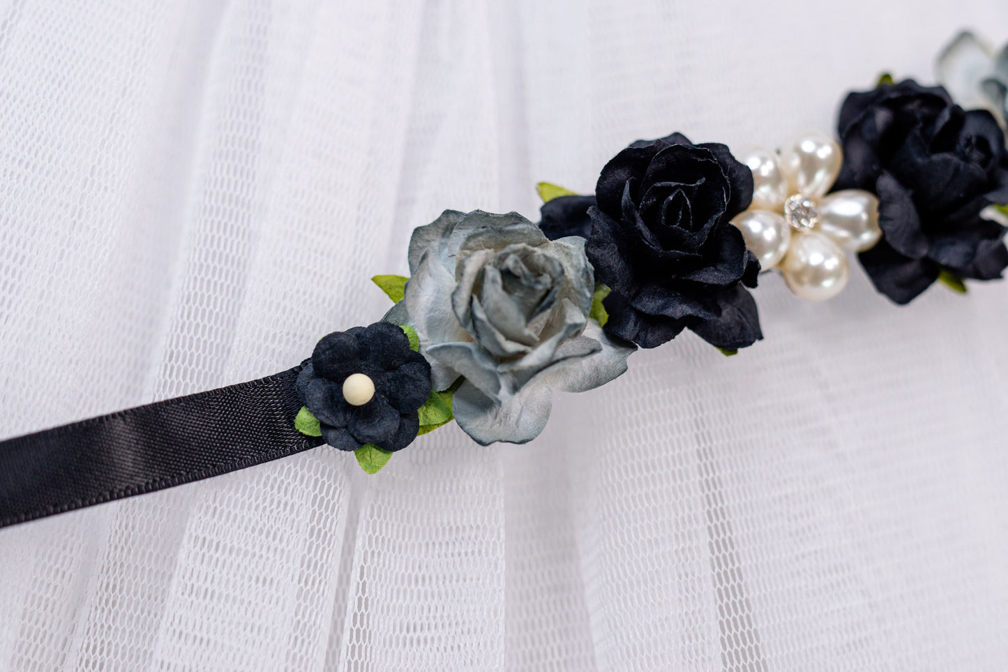 Midnight Mist — Luxe Floral Ballet Bun Wrap