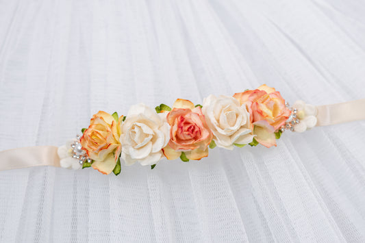 Peachy Elegance – Luxe Crystal Ballet Bun Wrap