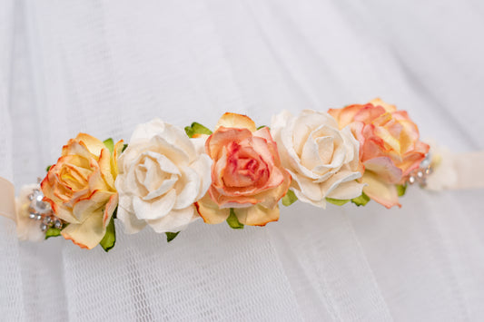 Peachy Elegance – Luxe Crystal Ballet Bun Wrap