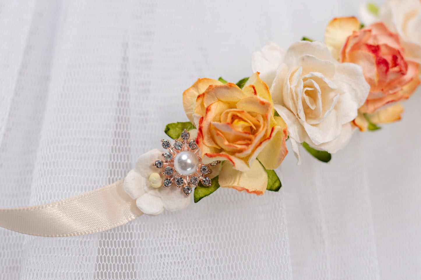 Peachy Elegance – Luxe Crystal Ballet Bun Wrap