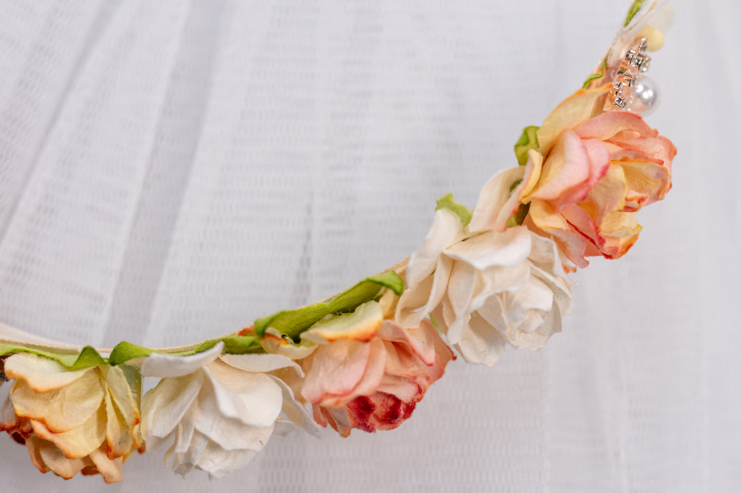 Peachy Elegance – Luxe Crystal Ballet Bun Wrap