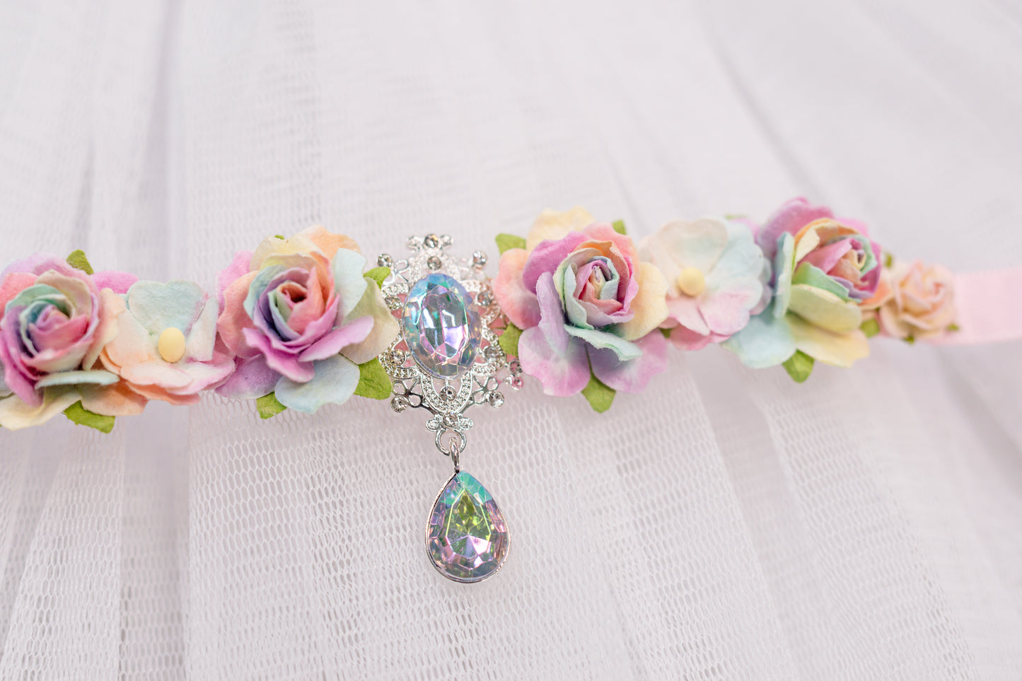 Rainbow Reverie – Luxe Crystal Ballet Bun Wrap